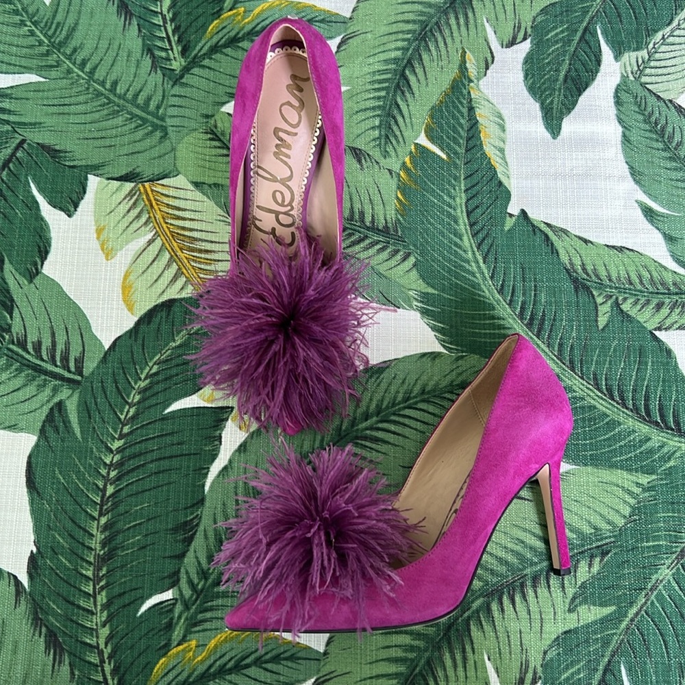 Sam Edelman • Haide Feather Pompom Pump - Magenta • Size 7